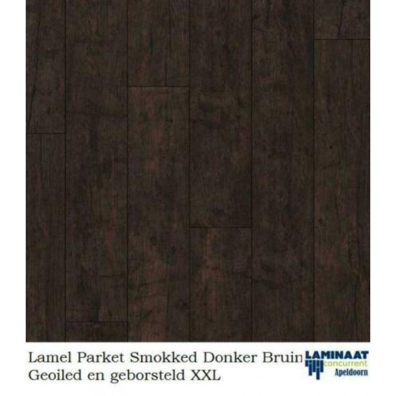 Lamel Parket Klik Gerookte Donker Bruin 14mm dik 4V XXL