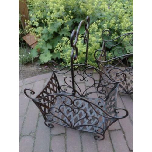 Sierlijke metalen mand mandje met hengsel 2 maten *Etage3*
