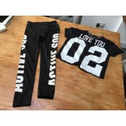 Sport set dans set. Zwart wit. Mt 146 152 158