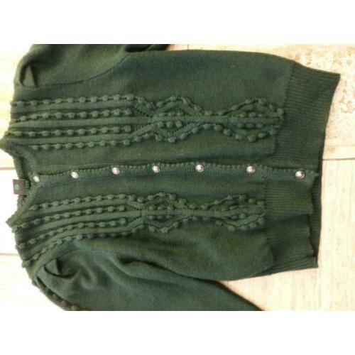Vintage Nieuw Diepgroen prachtig vest met kabels 42-44