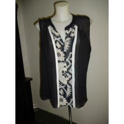 D4A Hale Bob deels zijden blouse tuniek deels in print mt L