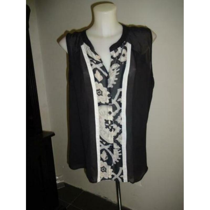 D4A Hale Bob deels zijden blouse tuniek deels in print mt L