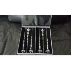 6x kwaliteit helder glas kerst engelen, hangers in spiralen