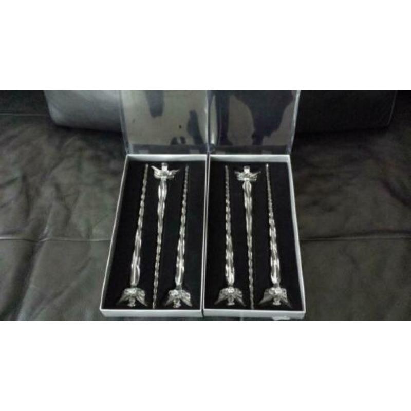 6x kwaliteit helder glas kerst engelen, hangers in spiralen