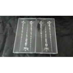 6x kwaliteit helder glas kerst engelen, hangers in spiralen
