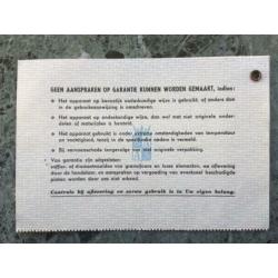 Triotrack 960V - garantiebewijs en gebruiksaanwijzing - 1958