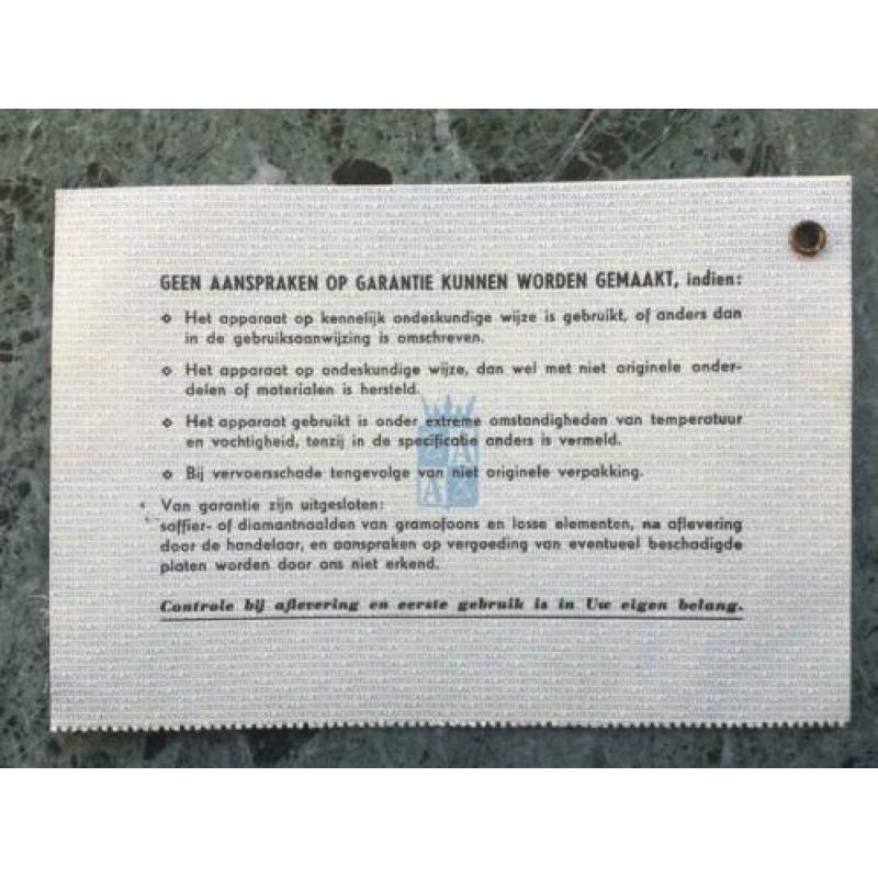 Triotrack 960V - garantiebewijs en gebruiksaanwijzing - 1958