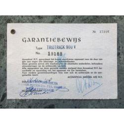 Triotrack 960V - garantiebewijs en gebruiksaanwijzing - 1958
