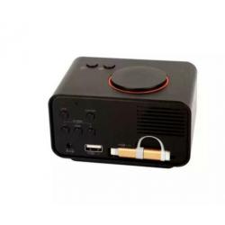 Wekker met USB Oplader en Thermometer (K2_Zwart)