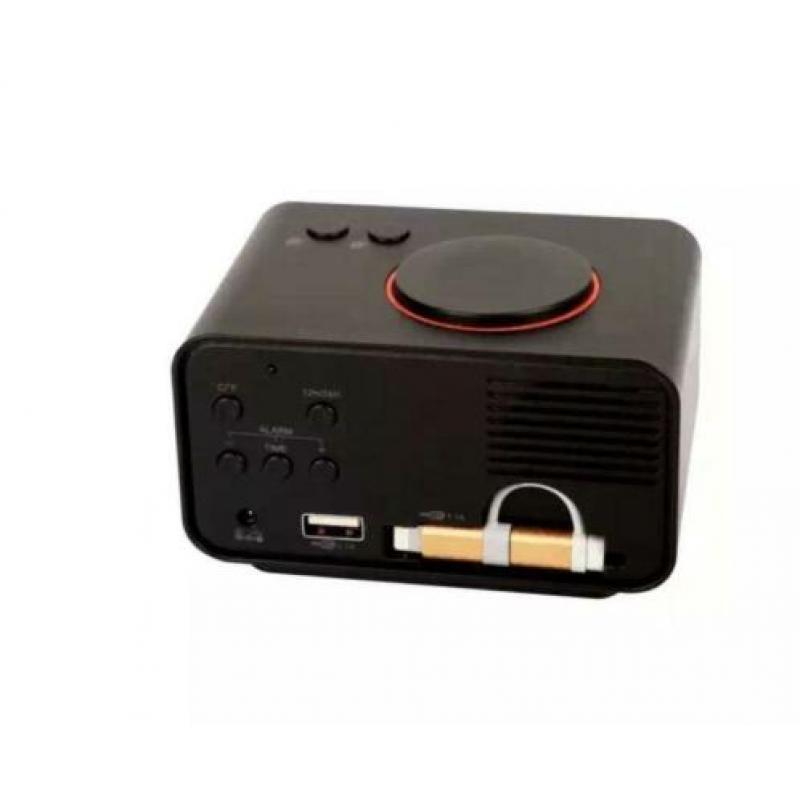 Wekker met USB Oplader en Thermometer (K2_Zwart)