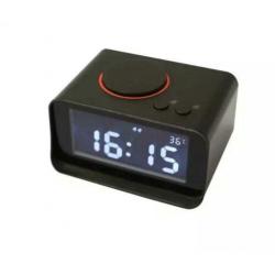 Wekker met USB Oplader en Thermometer (K2_Zwart)
