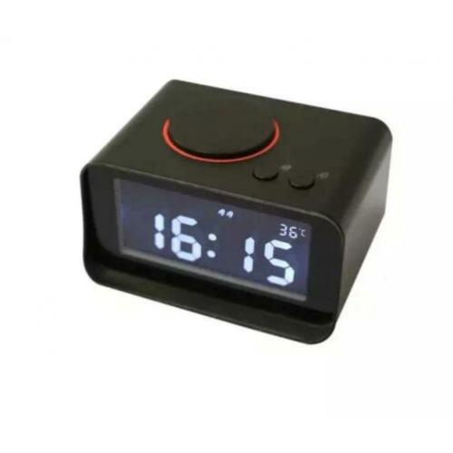 Wekker met USB Oplader en Thermometer (K2_Zwart)