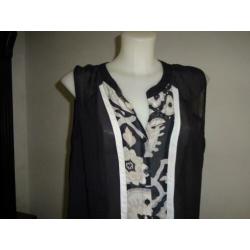 D4A Hale Bob deels zijden blouse tuniek deels in print mt L