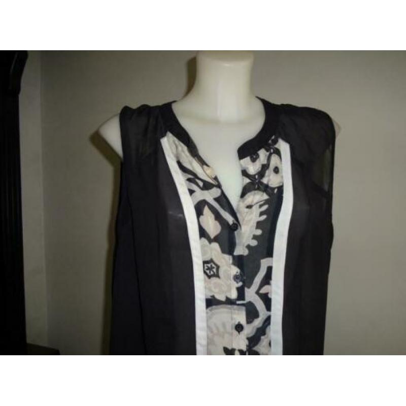 D4A Hale Bob deels zijden blouse tuniek deels in print mt L
