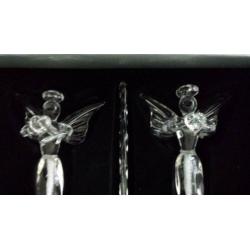 6x kwaliteit helder glas kerst engelen, hangers in spiralen