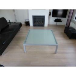 Eetkamerset glazen tafel met 6 grijze stoelen