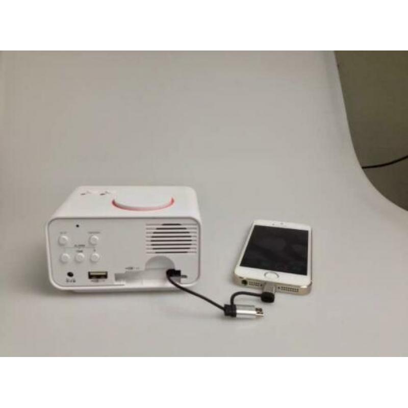 Wekker met USB Oplader en Thermometer (K2_Zwart)