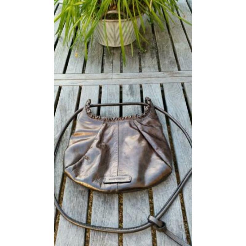 Emmy Wieleman design leren tas brons metallic