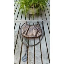 Emmy Wieleman design leren tas brons metallic