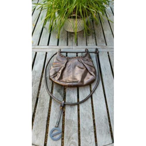 Emmy Wieleman design leren tas brons metallic
