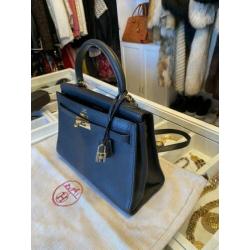 Hermes Kelly 30 zwart van echt leer.