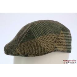 flatcap Platte pet groen beige tweed 56 nieuw