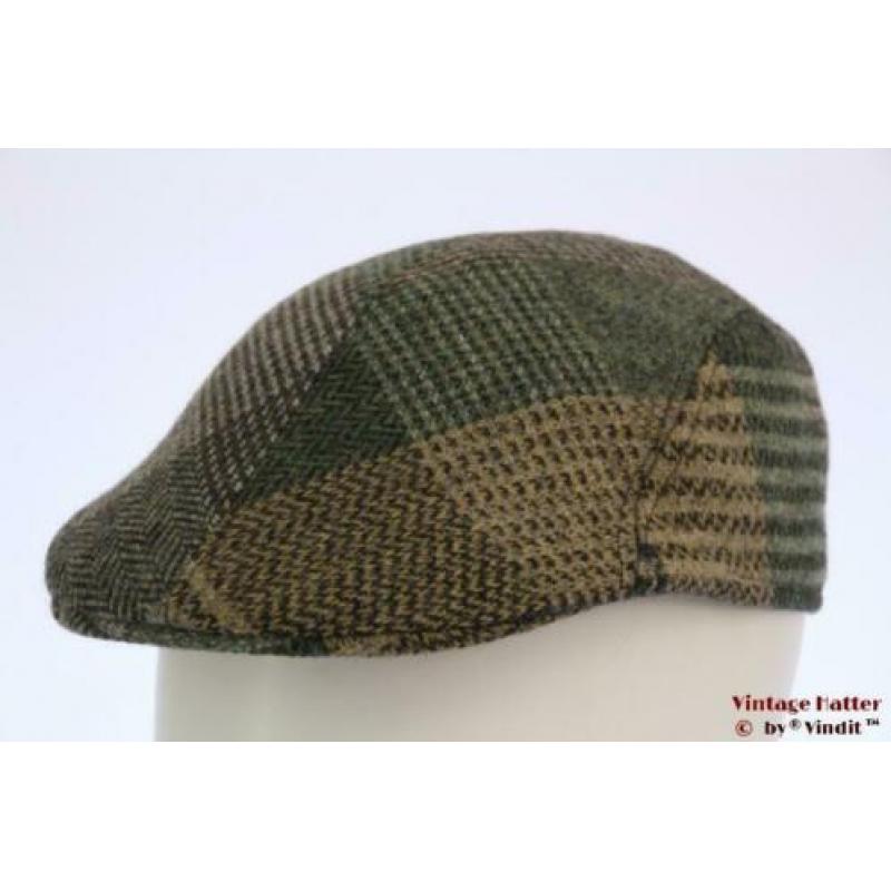 flatcap Platte pet groen beige tweed 56 nieuw