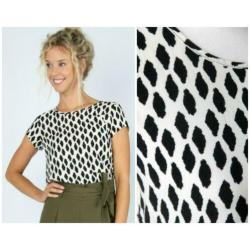 Vero Moda - Wit zwarte top / luipaard print / maat 38
