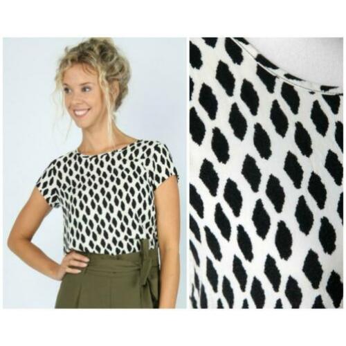 Vero Moda - Wit zwarte top / luipaard print / maat 38
