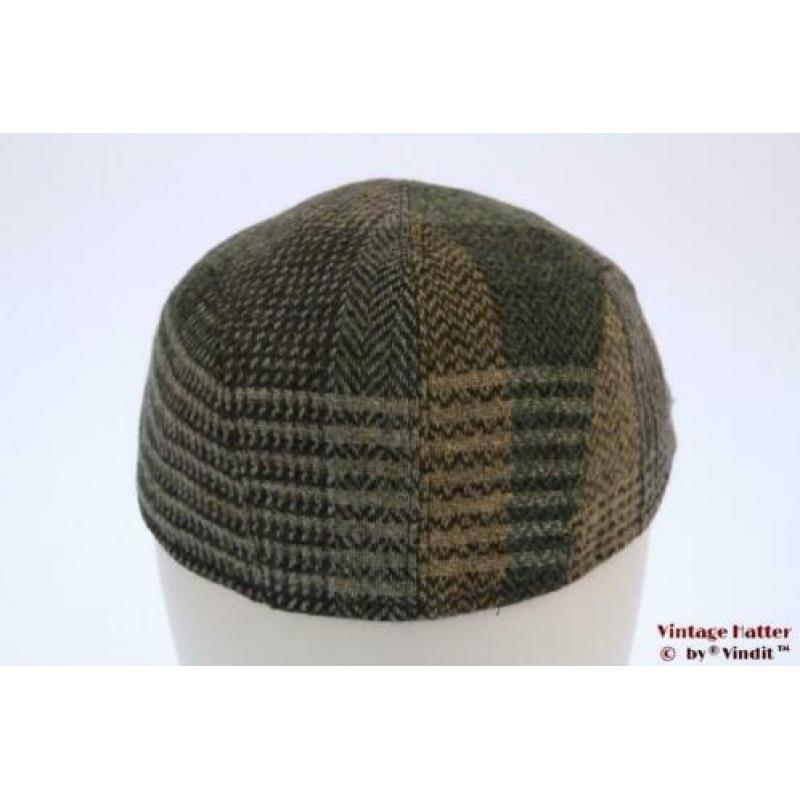 flatcap Platte pet groen beige tweed 56 nieuw