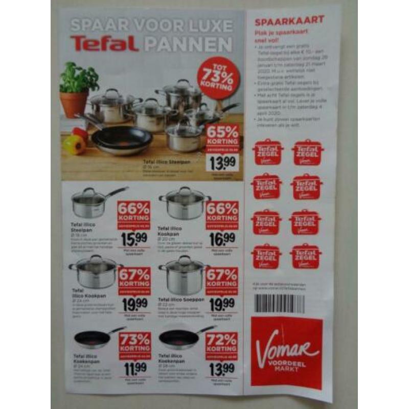 Vomar Tefal illico Pannen Volle Spaarkaart met zegels