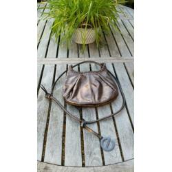 Emmy Wieleman design leren tas brons metallic