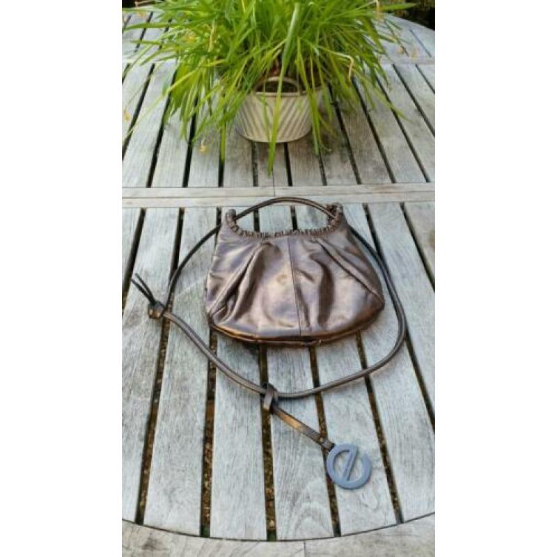 Emmy Wieleman design leren tas brons metallic
