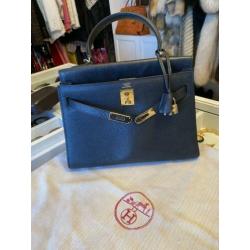 Hermes Kelly 30 zwart van echt leer.