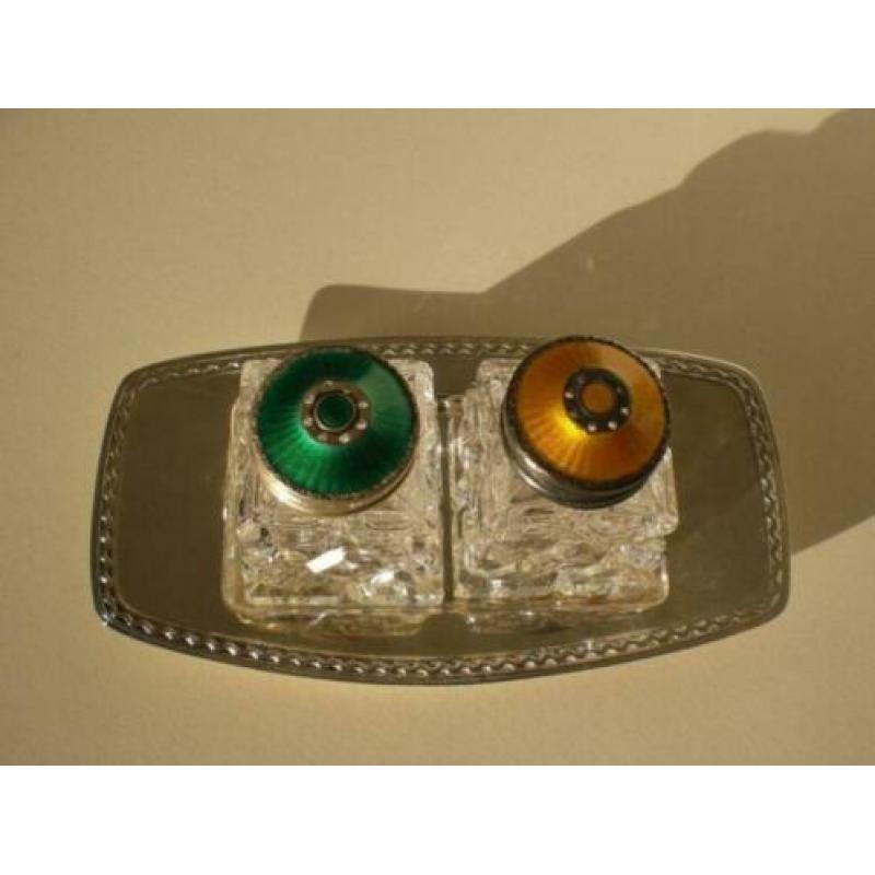 DAVID ANDERSEN peper- en zout schaaltje 925 zilver emaille