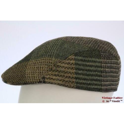 flatcap Platte pet groen beige tweed 56 nieuw