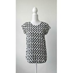 Vero Moda - Wit zwarte top / luipaard print / maat 38