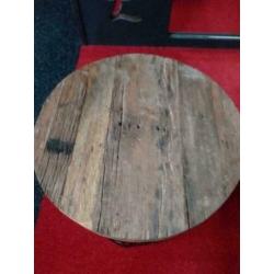 Wagonhout look, Bijzet tafel, teak hout, industriële