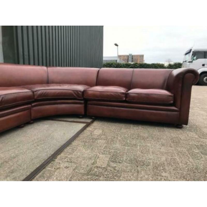 Nieuwe Chesterfield hoekbank in rundleer kleur cognac