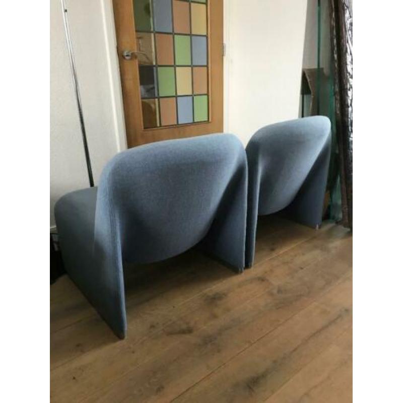 Set 2 Artifort Castelli Alky fauteuil stoel grijs blauw