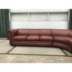 Nieuwe Chesterfield hoekbank in rundleer kleur cognac