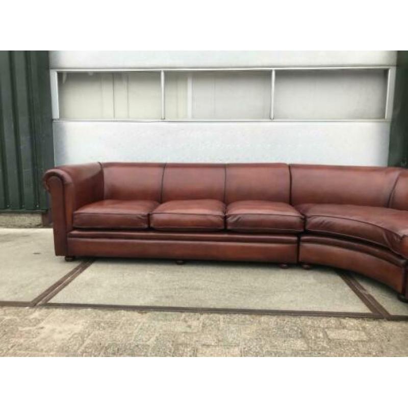Nieuwe Chesterfield hoekbank in rundleer kleur cognac