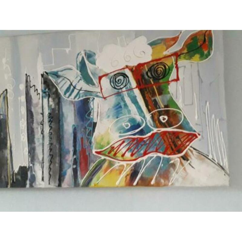 Olieverf schilderij op canvas L 152 X B 52 CM