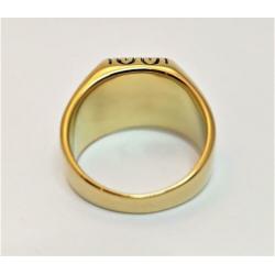 Goudkleurige Stalen Ring met Zwarte Onyx. Nr. 1801025