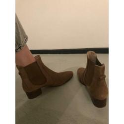 Zara cognac enkellaarsjes mt42