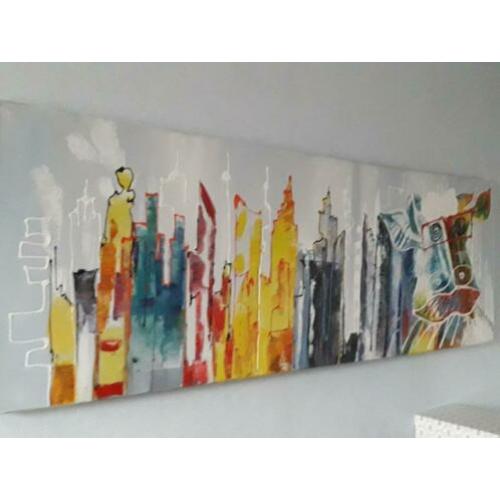Olieverf schilderij op canvas L 152 X B 52 CM