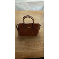 Vintage schoudertas handtas krokodil print leder