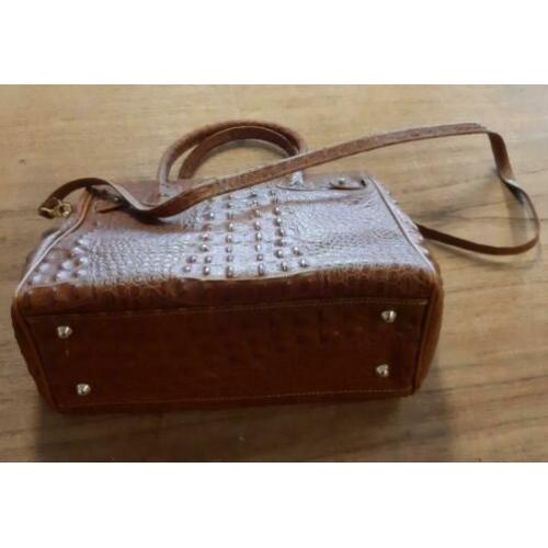 Vintage schoudertas handtas krokodil print leder