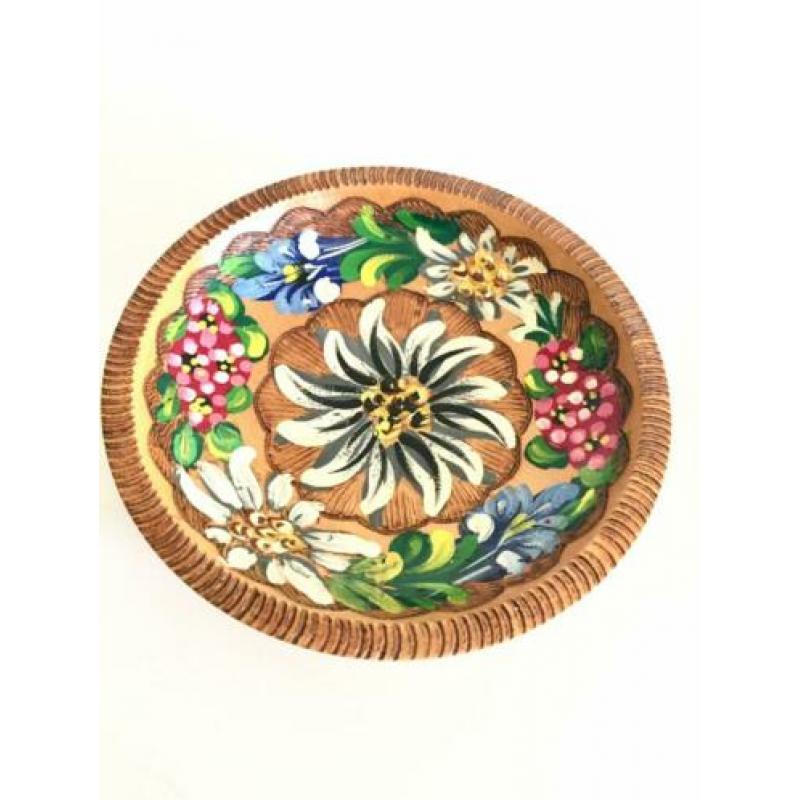 ?handgeschilderd wandbordje vintage brocant hout bloem boho