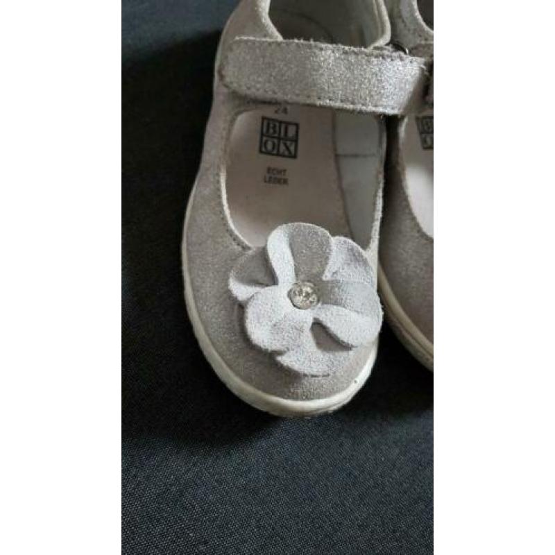 Leren zilveren meisjes sandalen maat 24